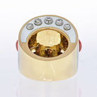 David Webb 18K Yellow Gold Bastille White Enamel Diamond And Coral Ring - The Back Vault