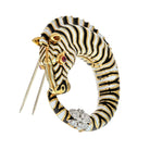 David Webb Zebra Kingdom Circle White And Black Enamel Brooch - The Back Vault