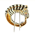 David Webb Zebra Kingdom Circle White And Black Enamel Brooch - The Back Vault