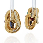 David Webb Platinum & 18K Yellow Gold Multi Color Gemstone And Diamond Earrings - The Back Vault