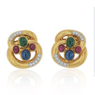 David Webb Platinum & 18K Yellow Gold Multi Color Gemstone And Diamond Earrings - The Back Vault