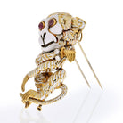 David Webb 18K Yellow Gold White Enamel Gypsy Monkey Brooch - The Back Vault