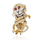 David Webb 18K Yellow Gold White Enamel Gypsy Monkey Brooch - The Back Vault