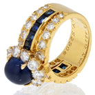 Van Cleef & Arpels 18K Yellow Gold Cabochon Blue Sapphire And Diamond Ring - The Back Vault