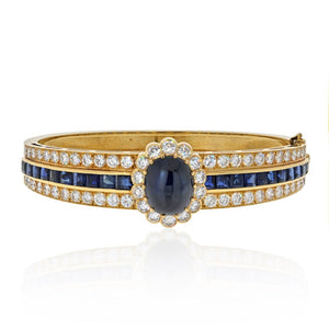 Van Cleef & Arpels 18K Gold Cabochon Sapphire And Diamond Vintage Bracelet