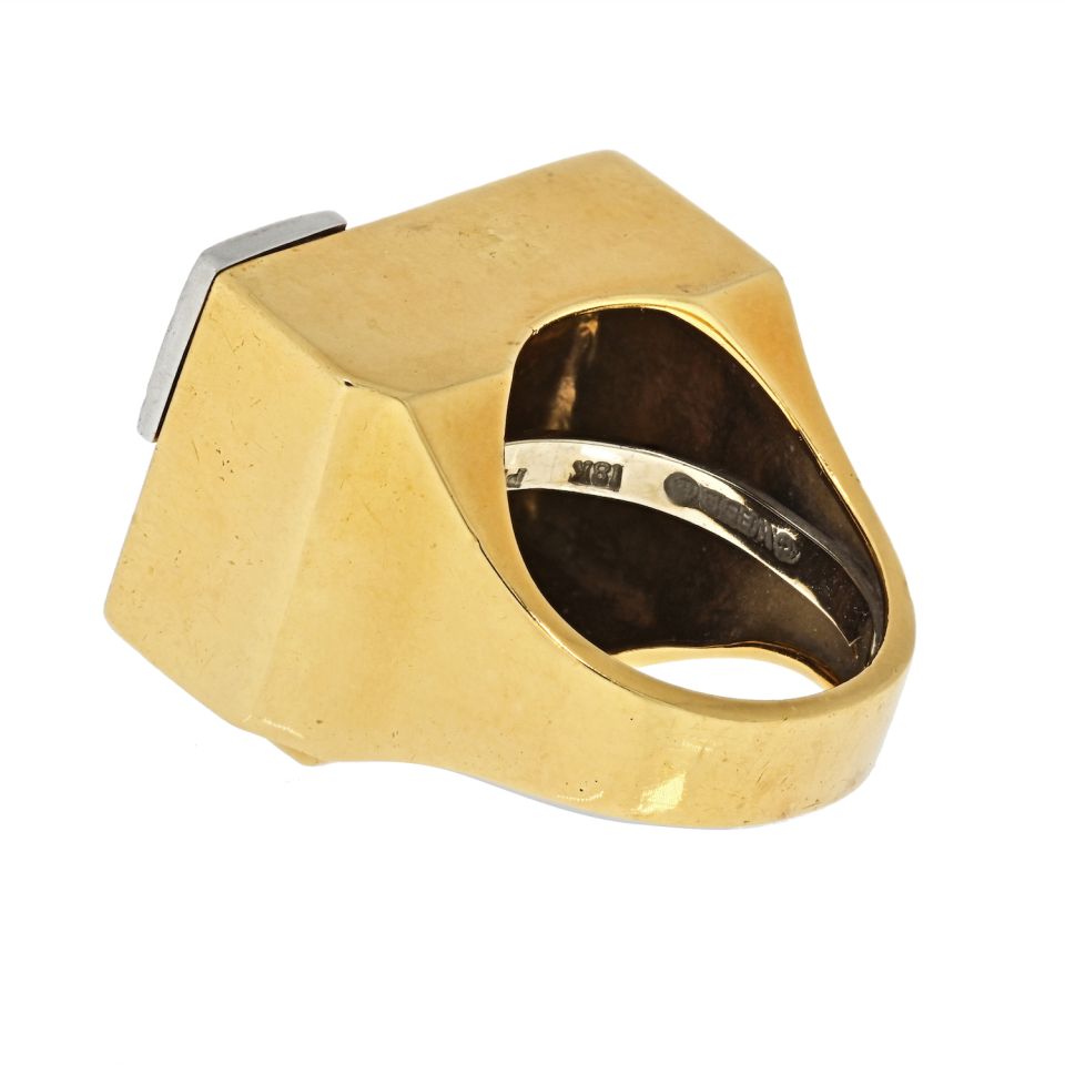 David Webb Black Enamel And Diamond Articulated Ring - The Back Vault