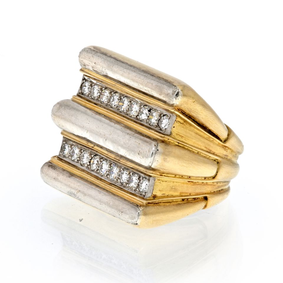 David Webb 18K Yellow Gold Radiator Diamond Ring - The Back Vault