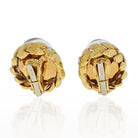 David Webb Platinum & 18K Yellow Gold Domed Rock Crystal Diamond Earrings - The Back Vault