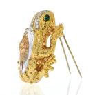 David Webb Platinum & 18K Yellow Gold Rock Crystal Diamond Frog Brooch - The Back Vault