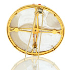 18K Yellow Gold Mother Of Pearl, Chalcedony And Coral Round Brooch - The Back Vault