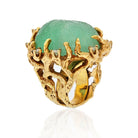 Arthur King 14K Yellow Gold Large Carved Emerald Diamond Ring - The Back Vault