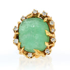 Arthur King 14K Yellow Gold Large Carved Emerald Diamond Ring - The Back Vault