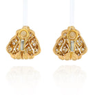 18K Yellow Gold Pyramid Pave Diamond Set Clip Earrings - The Back Vault