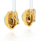 David Webb Platinum & 18K Yellow Gold Oval Bombe Pave Diamond Earrings - The Back Vault