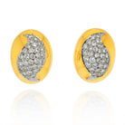 David Webb Platinum & 18K Yellow Gold Oval Bombe Pave Diamond Earrings - The Back Vault