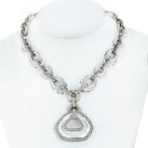 David Webb Platinum & 18K White Gold Carved Rock Crystal Diamond Necklace