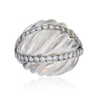 David Webb Platinum & 18K White Gold Rock Crystal Diamond Arch Ring - The Back Vault