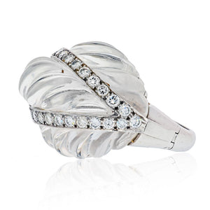 David Webb Platinum & 18K White Gold Rock Crystal Diamond Arch Ring