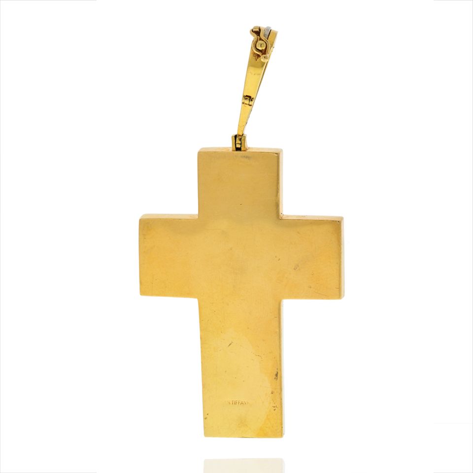 Tiffany & Co. 18K Yellow Gold 1970's Malachite Cross Pendant - The Back Vault