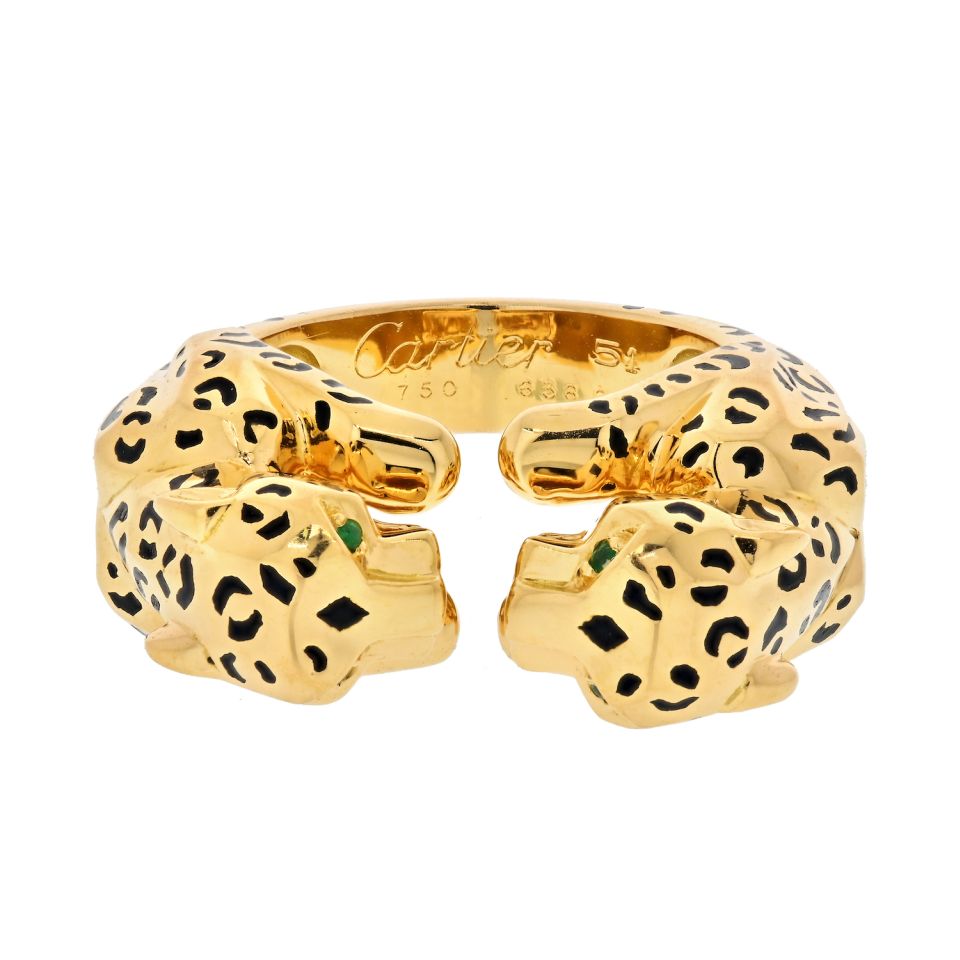 Cartier 18K Yellow Gold Double Panthere Ring - The Back Vault