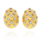 18K Yellow Gold Round Dimaond Collet Set Important Domed Earrings - The Back Vault