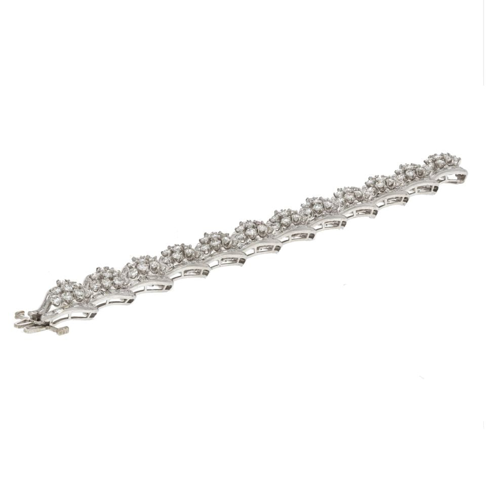 Platinum 22 Carat Round And Baguette Diamond Bracelet - The Back Vault