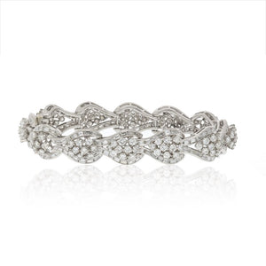 Platinum 22 Carat Round And Baguette Diamond Bracelet