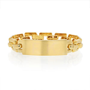 David Webb 18K Yellow Gold Satin Finish ID Tag Chain Bracelet