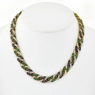 18K Yellow Gold Cuban Link Diamond, Sapphire and Green Emerald Necklace - The Back Vault