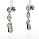 7 Carats Emerald Cut Diamond And Black Enamel Drop Earrings - The Back Vault