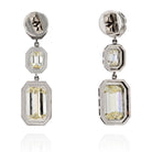 7 Carats Emerald Cut Diamond And Black Enamel Drop Earrings - The Back Vault