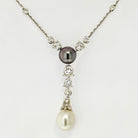 Cartier 18K White Gold Pearl And Diamond Drop Pendant Necklace - The Back Vault