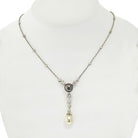 Cartier 18K White Gold Pearl And Diamond Drop Pendant Necklace - The Back Vault