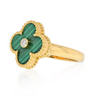 Van Cleef & Arpels Alhambra 18K Yellow Gold Alhambra Malachite Diamond Ring - The Back Vault