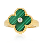 Van Cleef & Arpels Alhambra 18K Yellow Gold Alhambra Malachite Diamond Ring - The Back Vault