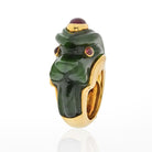 David Webb 18K Yellow Gold Nephrite, Ruby Lion Ring - The Back Vault