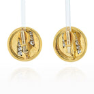 David Webb Platinum & 18K Yellow Gold Round Disks With Diamond Blot Lightning Earrings - The Back Vault