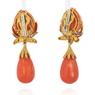 David Webb 18K Yellow Gold Natural Coral Day To Night Dangling Earrings - The Back Vault