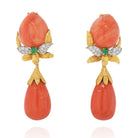 David Webb 18K Yellow Gold Natural Coral Day To Night Dangling Earrings - The Back Vault