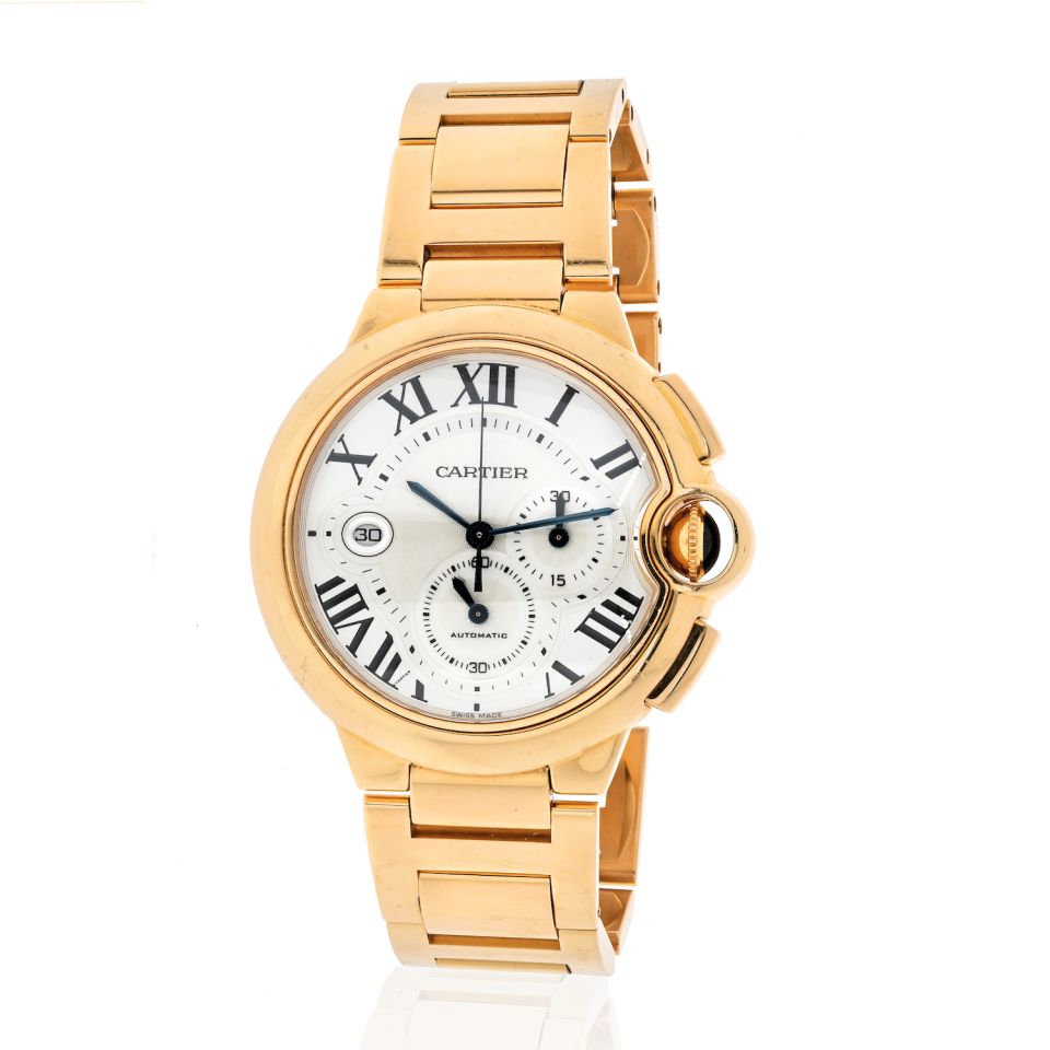 Cartier 18K Rose Gold Ballon Bleu 44mm Chrono W6920010 Watch - The Back Vault