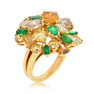 18K Yellow Gold Tutti Frutti Diamond And Color Stones Ring - The Back Vault