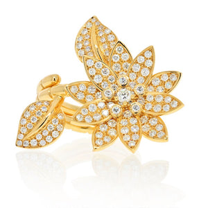 Van Cleef & Arpels 18K Yellow Gold Lotus Between The Finger Ring