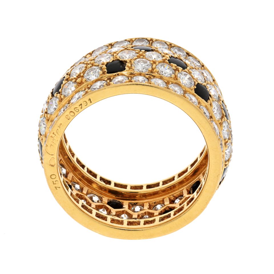 Cartier 18K Yellow Gold Nigeria Onyx And White Diamonds Ring