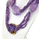 David Webb Platinum & 18K Yellow Gold Carved Amethyst Multi-Strand Lavender Bead Necklace - The Back Vault