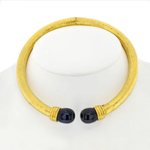 Lalaounis 22K Yellow Gold Hammered Lapis Collar Hinged Necklace