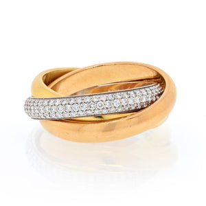 Cartier Platinum & 18K Yellow Gold Trinity Diamond Ring