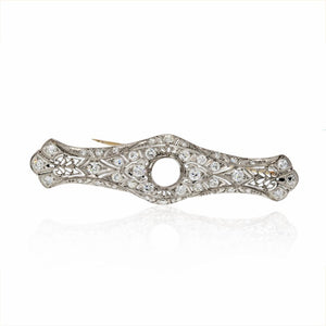 18K White Gold Victorian Diamond Brooch