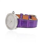 Hermes 18K White Gold AR6.592 32mm Diamond Arceau Purple Alligator Watch - The Back Vault