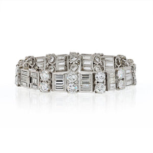 Platinum 1930's Deco Diamond One Line Bracelet