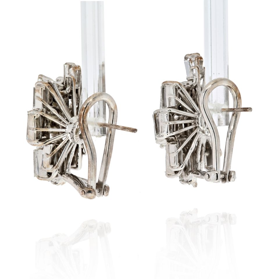 Platinum 1960's Baguette Diamond Earrings - The Back Vault